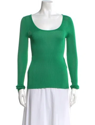 Pre-owned Msgm Scoop Neck Long Sleeve Top In Green
