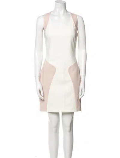 Pre-owned Msgm Scoop Neck Mini Dress In White