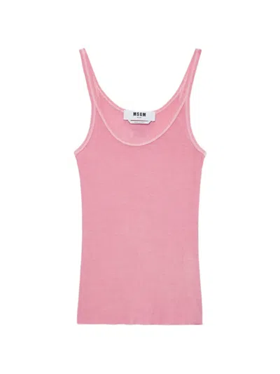 Msgm Scoop-neck Tank Top In Pink