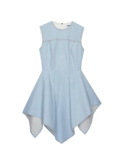 Msgm Seam Sleeveless Dress In Blue