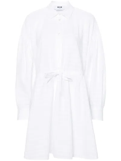 Msgm Cotton Poplin Mini Dress In White