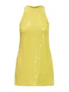 Msgm Sequined Crewneck Mini Dress In Yellow