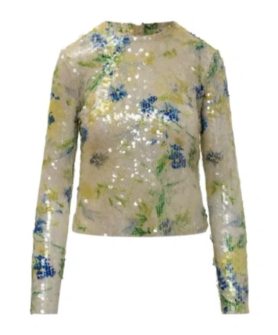 MSGM MSGM SEQUIN FLORAL KNIT TOP