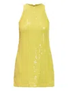 Msgm Sequined Crewneck Mini Dress In Yellow