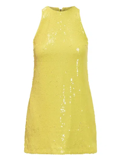 Msgm Sequin-embellished Dress In Yellow