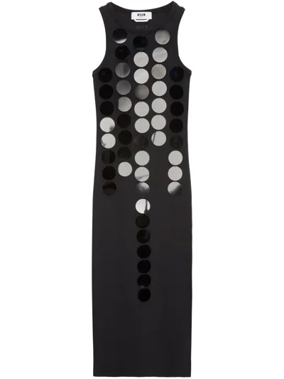 Msgm Sequin-embellished Maxi Dress In 黑色
