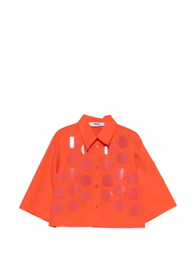 Msgm Kids' Sequin-embellished Shirt In Orange