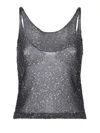 Msgm Sequin Embellished Sleeveless Tank Top In Black