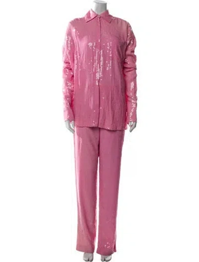 Pre-owned Msgm Sequin Embellishments Pant Set W/ Tags In Pink