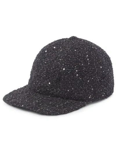 Msgm Sequin-embroidered Baseball Cap In Black