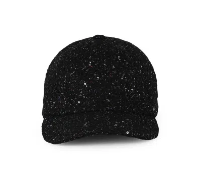 Msgm Sequin-embroidered Baseball Cap In Black