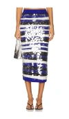 Msgm Sequin Knit Skirt In Blue
