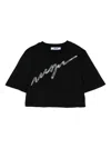 Msgm Cropped-t-shirt Mit Pailletten-logo In Schwarz