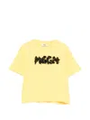 Msgm Sequin-logo T-shirt In Yellow
