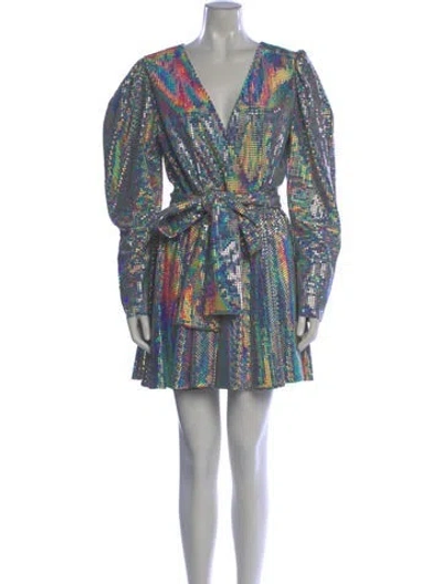 Pre-owned Msgm Sequin Mini Dress W/ Tags In Blue