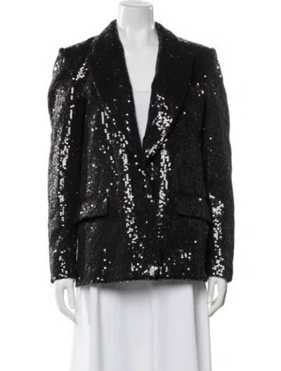 Pre-owned Msgm Sequin Patterned Evening Jacket W/ Tags In Black