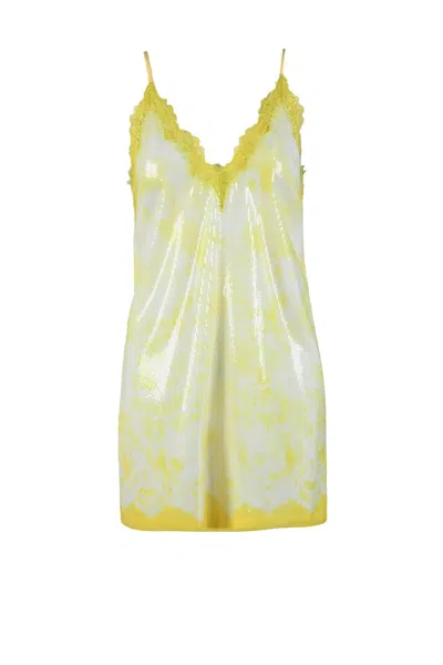 Msgm Sequin Sheath Dress - Yellow In Green