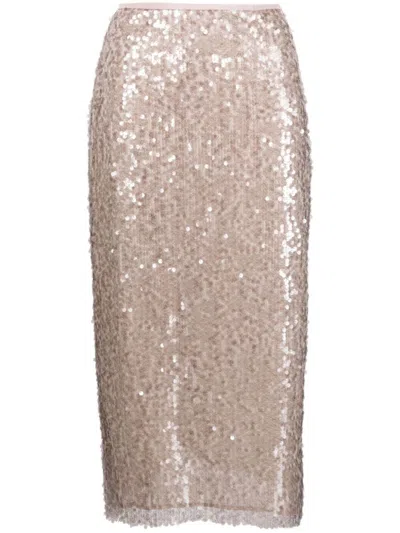 Msgm Embellished Tech Midi Skirt In Pink