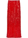Msgm Sequin Straight Skirt In Red