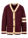 Msgm Sequin Striped Cardigan In Red