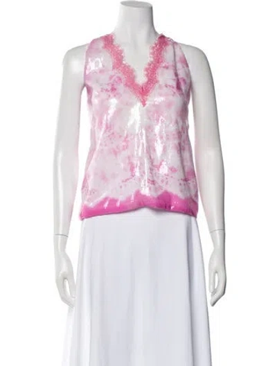 Pre-owned Msgm Sequin Tie-dye Print Top In Pink