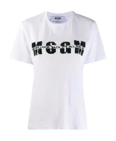 Msgm Sequined Logo T-shirt