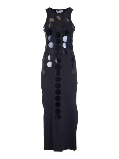 Msgm Embellished Sequin Sleeveless Round Neck Dress In Black