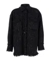 Msgm Black Shirt With All-over Multicolor Sequins In Heavy Fabric Woman In Black