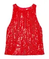 Msgm Cardinal Red Sequin-embellished Sleeveless Top In Red