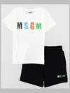 Msgm Set Jersey T-shirt Strecth Fleece Bermuda Boy In Multi
