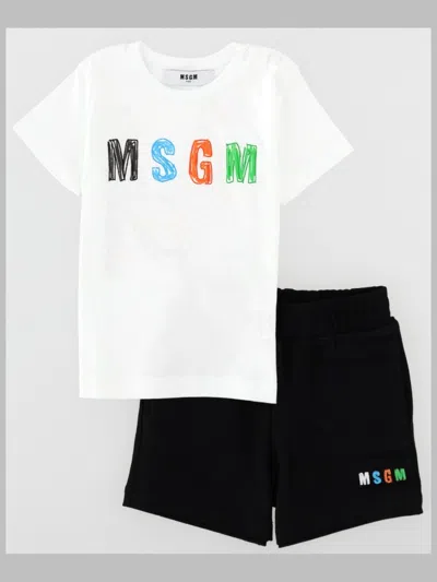 Msgm Set Jersey T-shirt Strecth Fleece Bermuda Boy In Multi