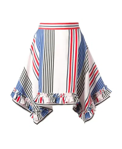 Msgm Sharp-angled Striped Skirt In White