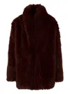 Msgm Shawl-collar Long-sleeves Coat In Red