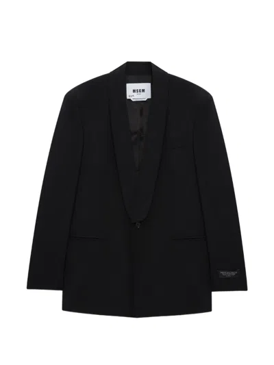 Msgm Shawl-lapel Jacket In Black