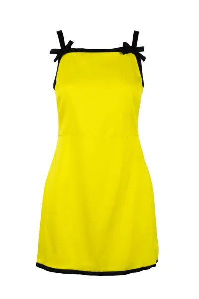 Msgm Sheath Dress - Yellow In Gray