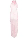 Msgm Sheer Ruffle-detail Maxi Dress In Pink