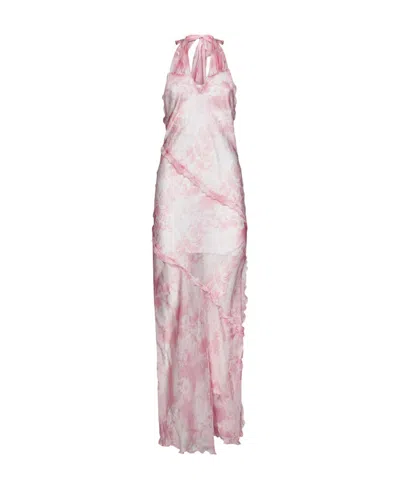 Msgm Sheer Ruffle-detail Maxi Dress In Pink
