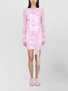 Msgm Sheer Sleeve Mini Dress Tie-dye Pattern