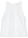 Msgm Shimmering Sequin Sleeveless Top In White