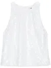 Msgm Shimmering Sequin Sleeveless Top In White