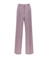 Msgm Lurex Pinstriped Wide Leg Trousers With Pleated Front In Purple