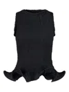 Msgm Shirred Tank Top In Black