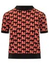 Msgm Logo-jacquard Short-sleeve Sweater In Red