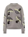 Msgm Mushroom-intarsia Sweater In Gray