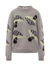 Msgm Mushroom-intarsia Sweater In Gray
