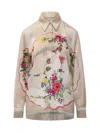 Msgm Floral-print Long-sleeve Shirt In Beige