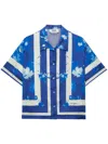 Msgm Floral-patterned Blue Shirt In Blue