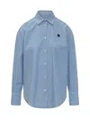 Msgm Striped Poplin Oversized Shirt In Blue