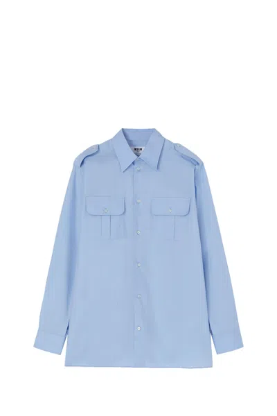 Msgm Shirt In Clear Blue