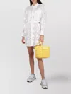 Msgm White Textured Shirt Collar Mini Dress